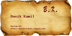 Benik Kamil névjegykártya
